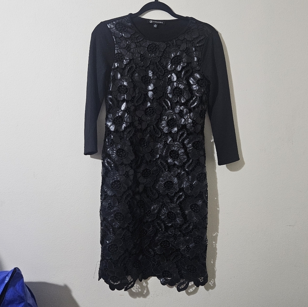 Versona Floral Faux Leather Dress